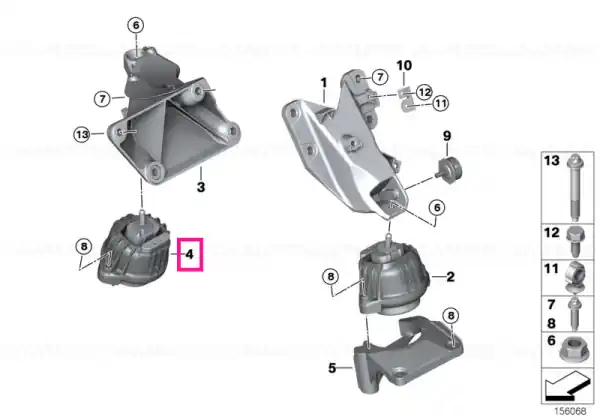 Lichidare de stoc Tampon motor, dreapta - BMW Seria 1 E82 E88, Seria 3 E90 E91 E92 E93, X1 E84, Z3 E89