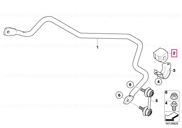 Plată sigură Suport cauciuc stabilizator D=17.5MM - BMW