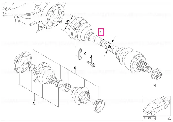 Arb ieşire schimb stânga LK=86/D=25 LK=86MM/D=25MM - BMW Ieftin