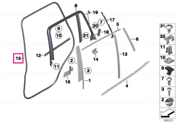 Door weatherstrip, rear - BMW Ofertă limitată