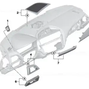 Trim panou instrument alu hex pasager BLAU MATT - BMW Ultima șansă