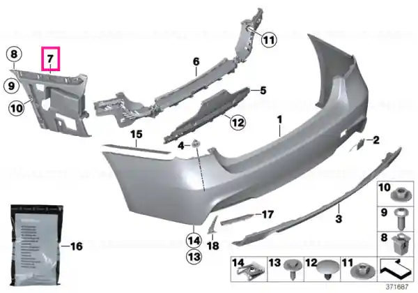 Guide for bumper, side, right - BMW Retur gratuit