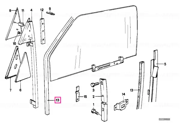 Right One-piece window guide - BMW Expediere rapidă