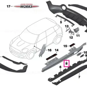 Pragă trimată vopsită stânga JOHN COOPER W. - BMW - Mini Retur gratuit