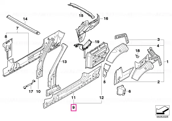 Right interior side frame - BMW Disponibil imediat