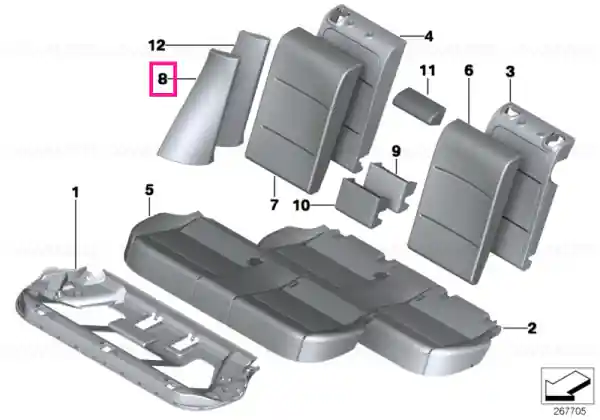 Side section, imitation leather, left SCHWARZ - BMW Comandă acum