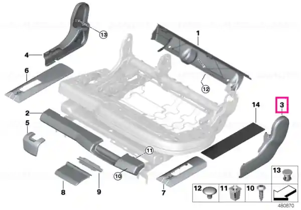 Trim scaun exterior dreapta SCHWARZ - BMW Discount