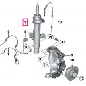 Amortizor suspensie, punte fata, dreapta - BMW Seria 1 F20 F21, Seria 2 F23 Mai ieftin