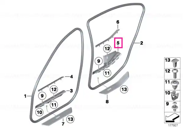 Transport gratuit Bandă protecție intrare interior spate stânga SCHWARZ - BMW