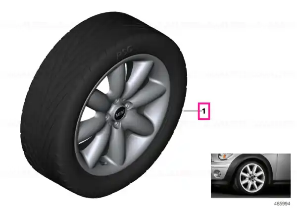 Set roți complete de vară - S Spoke R85 cu anvelopa Dunlop SP Sport 01 ROF - 205/45R17 84V - Mini R55/R56/R57/R58/R59 Comandă acum