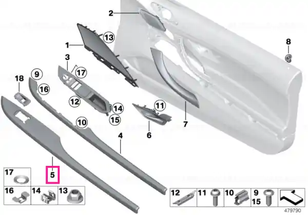 Reducere specială Ornament uşă aluminiu hexagon dreapta - BMW