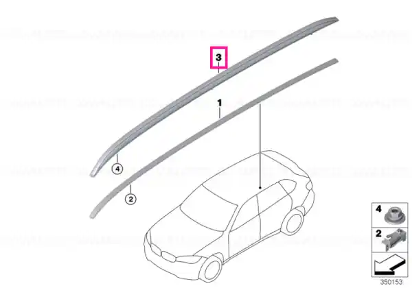 Super ofertă Roof railing, left SILBER - BMW