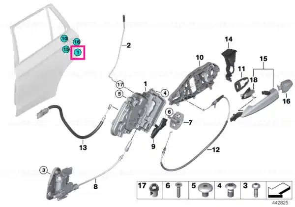 System lock, rear left SCA - BMW Retur ușor