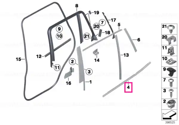 Outer weatherstrip, rear left door SW-HGL - BMW Cumpără acum
