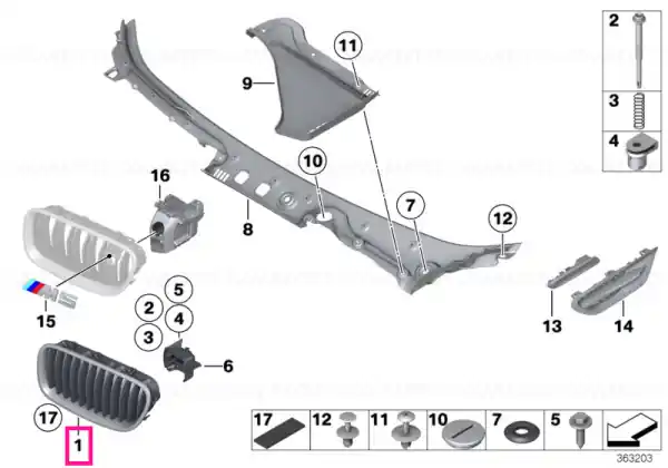 Grille, front, left M - BMW Cumpărături sigure