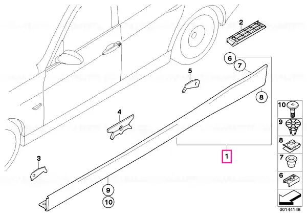 Premium Sill strip, painted, right CODE - UNI/MET. - BMW