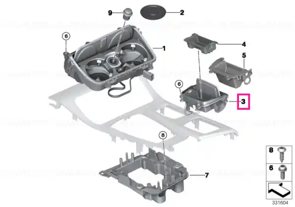 Storage comp., centre console, middle - BMW Cel mai bun preț