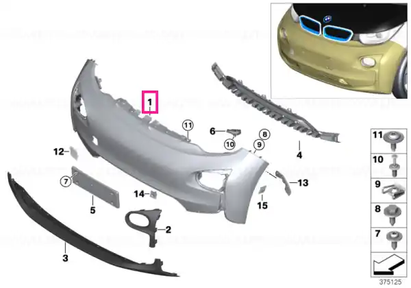 Livrare gratuită Capac ornament bara față grunduit - BMW