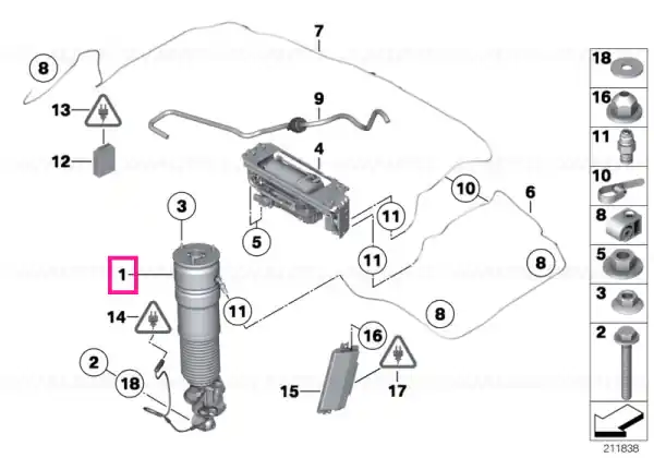 RP air suspension strut rear right - BMW Popular