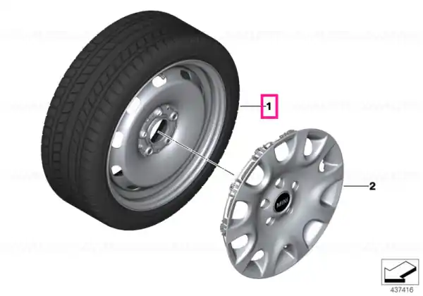 Roată completă de iarnă - Steel wheel 12 cu anvelopa Pirelli W210 Snowcontrol 3 - 175/65R15 84H - Mini F55/F56/F57 Ofertă