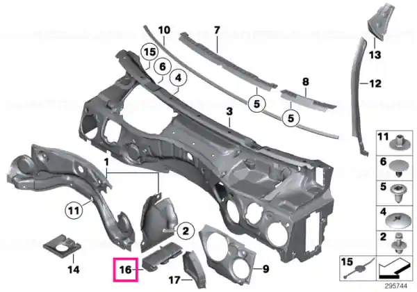 Partition, side wall, top right - BMW Discount