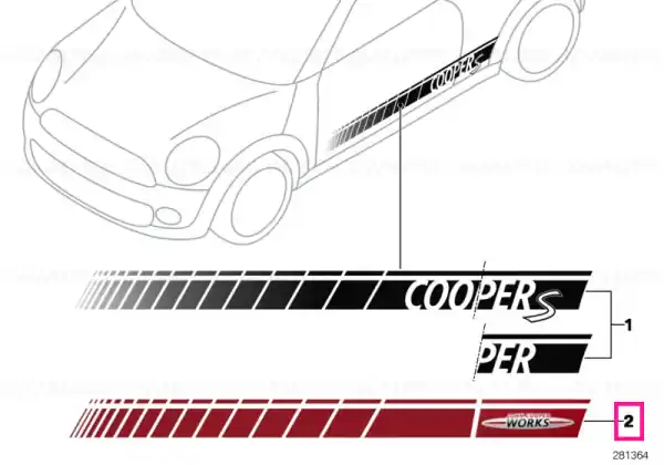 Premium Side stripes JCW RED - BMW - Mini
