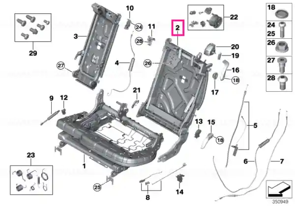 Backrest frame, comfort, left - BMW Ieftin