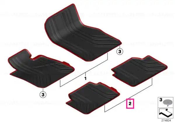 Reducere extra Floor mats, all-weather, rear ANTH./BEIGE - BMW
