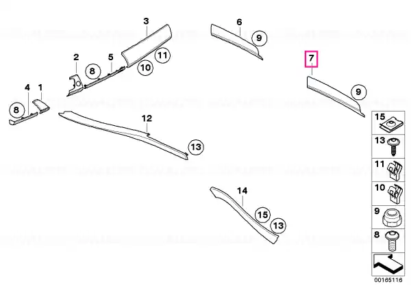 Ieftin Decorative strip, door rear right SATINSILBERMATT - BMW