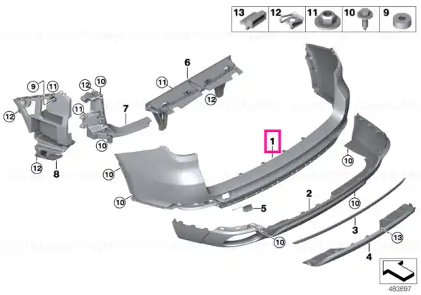 Panel, bumper, primed, rear - BMW Chilipir