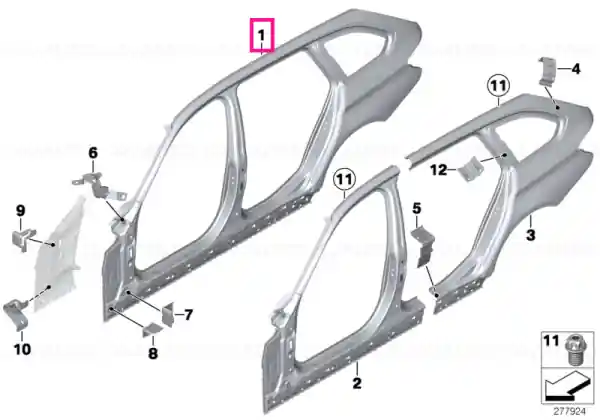 Side frame, exterior, right - BMW Expediere rapidă