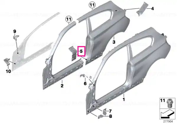 Reinforcement plate, sill, right - BMW Ofertă limitată