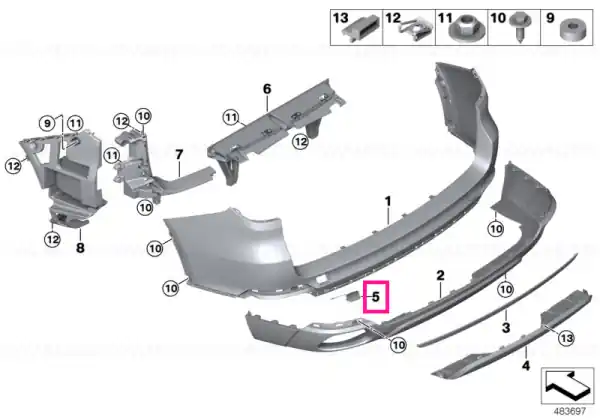 Ofertă limitată Flap, towing eye, primed, rear right - BMW