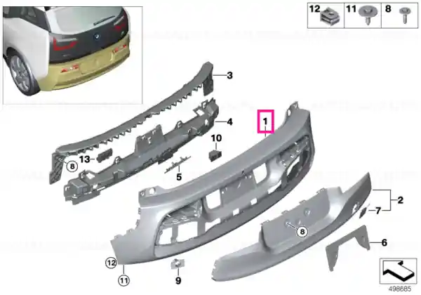 Ofertă de sezon Panel, bumper, primed, rear - BMW