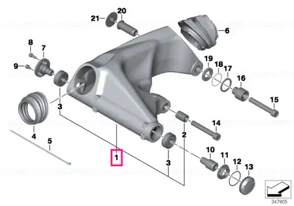 Rear wheel swinging arm, silver - BMW Motorrad Preferatul clienților