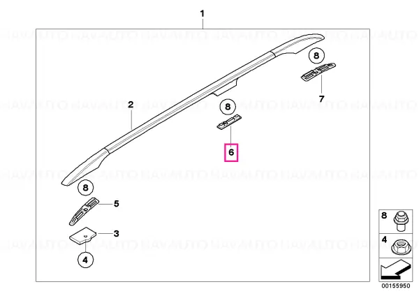 Lichidare de stoc Base, roof railing, centre, left - BMW