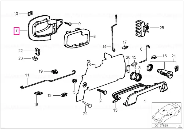 Super ofertă Door handle, inside left SILBERGRAU - BMW