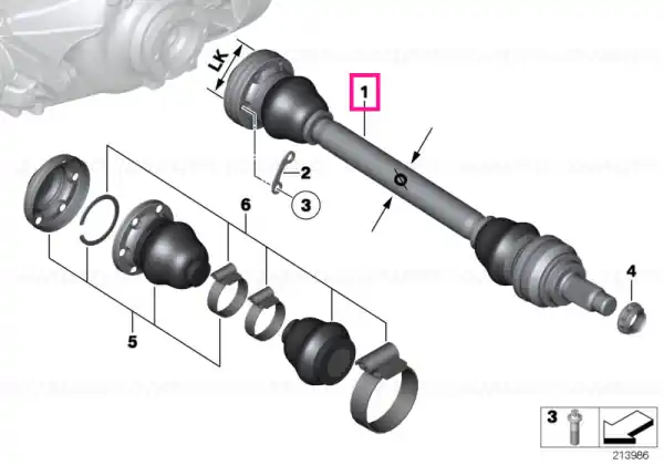 Arbore ieșire schimb stânga LK=86MM/D=30MM - BMW Chilipir