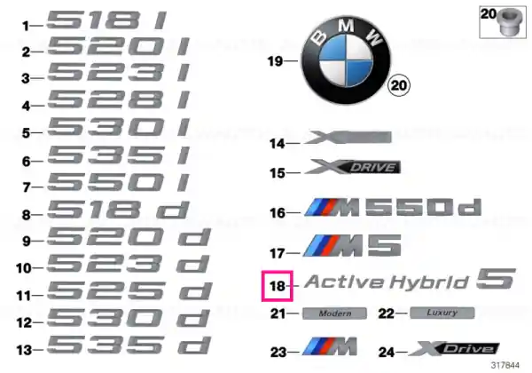 Lettering, left ACTIVE HYBRID 5 - BMW Vezi acum