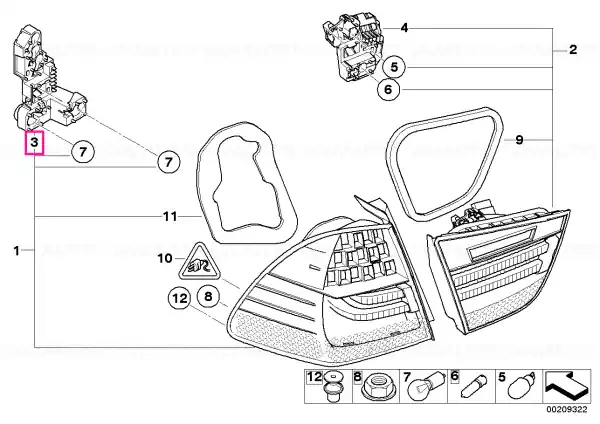 Ofertă limitată Bulb socket, rear light side panel, left - BMW