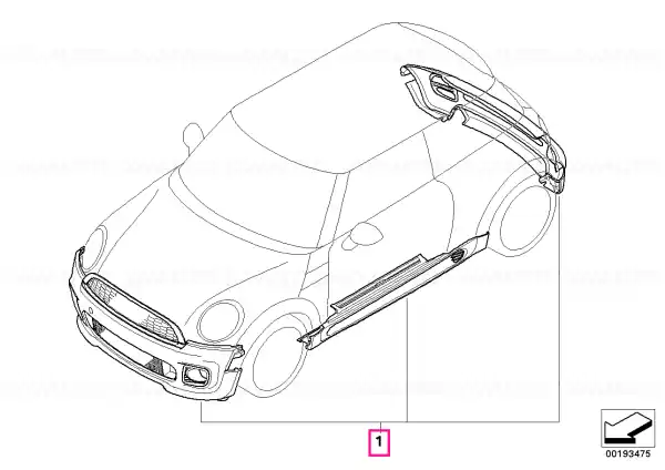 Aerodynamic package painted WA 94 - BMW - Mini Doar azi