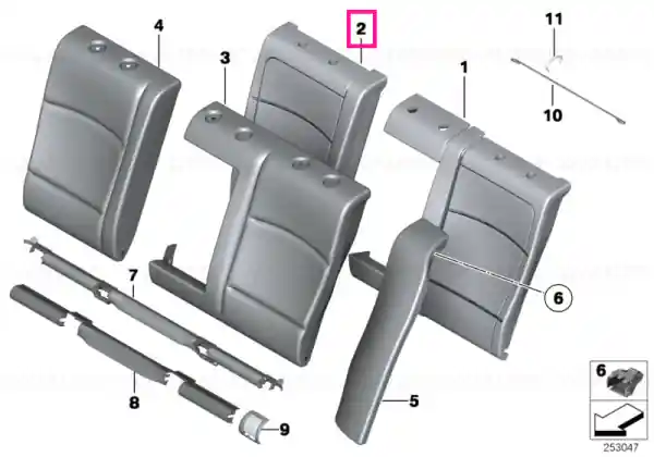Cumpără online Foam section, backrest, right - BMW