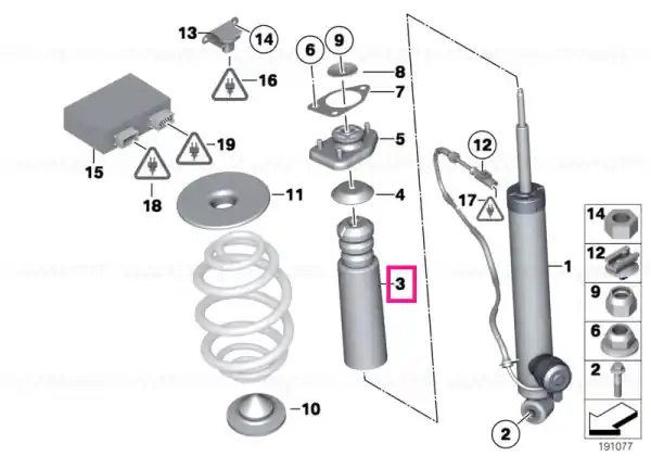 Retur ușor Auxiliary shock absorber, rear - BMW