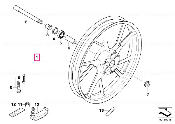 Front wheel, granit-grau 2,5X19 - BMW Motorrad Transport gratuit