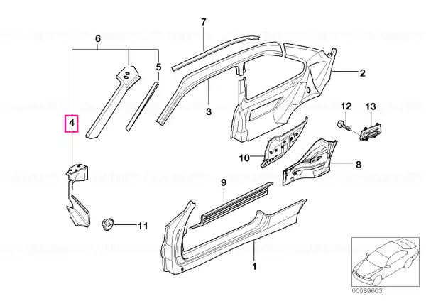 Reducere extra Connect.plate f.left side panel frame - BMW