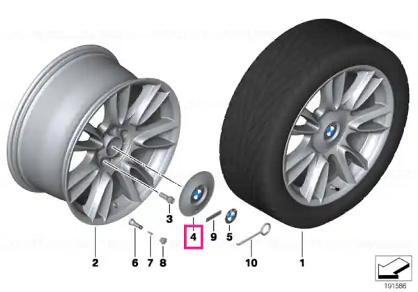 Hub cap, silver D=173MM - BMW Retur gratuit
