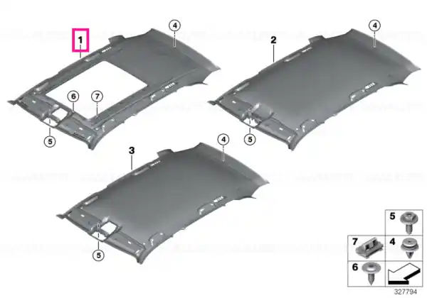Plată sigură Headlining panoramic roof ANTHRAZIT - BMW