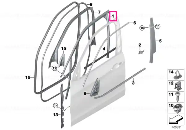 Transport gratuit Window guide, left front door - BMW