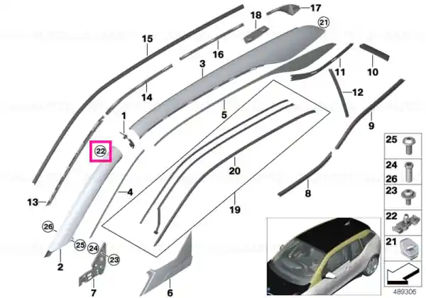 Premium Clip, roof frame strip - BMW