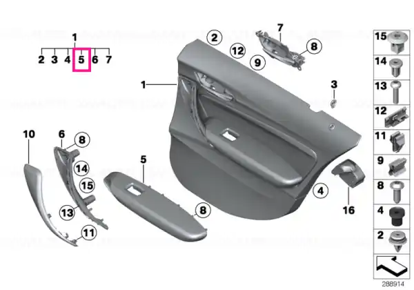Armrest, rear right SCHWARZ - BMW Cumpără online